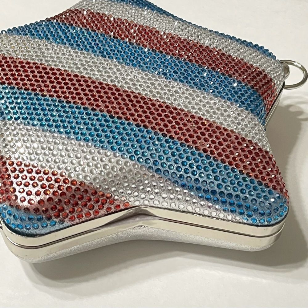 Alessia Rhinestone America Star and Stripes Crystal Red Silver Blue Crossbody - Picture 3 of 13